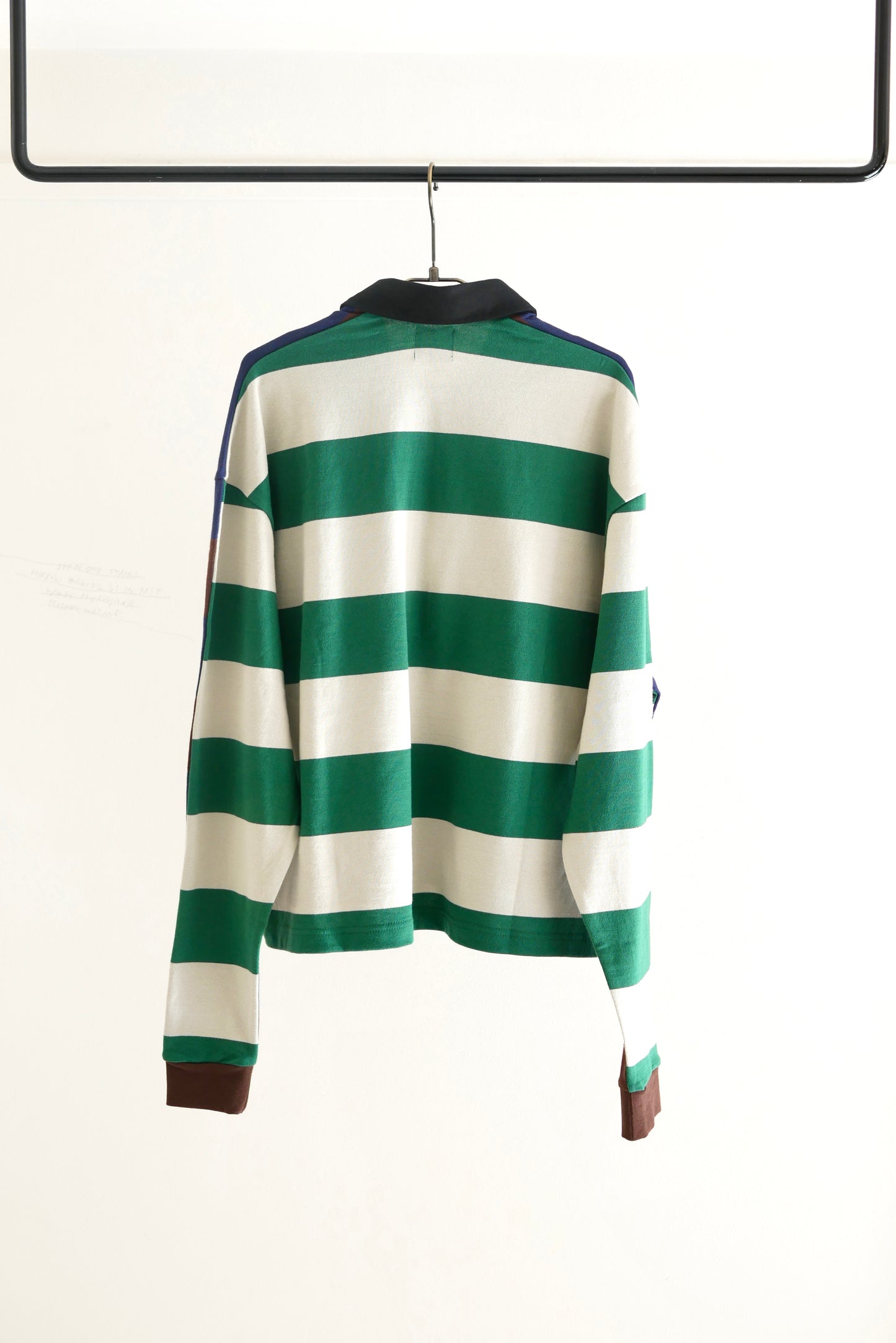 border rugger shirt (navy x brown mix)