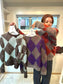 lumpy sleeve argyle pullover