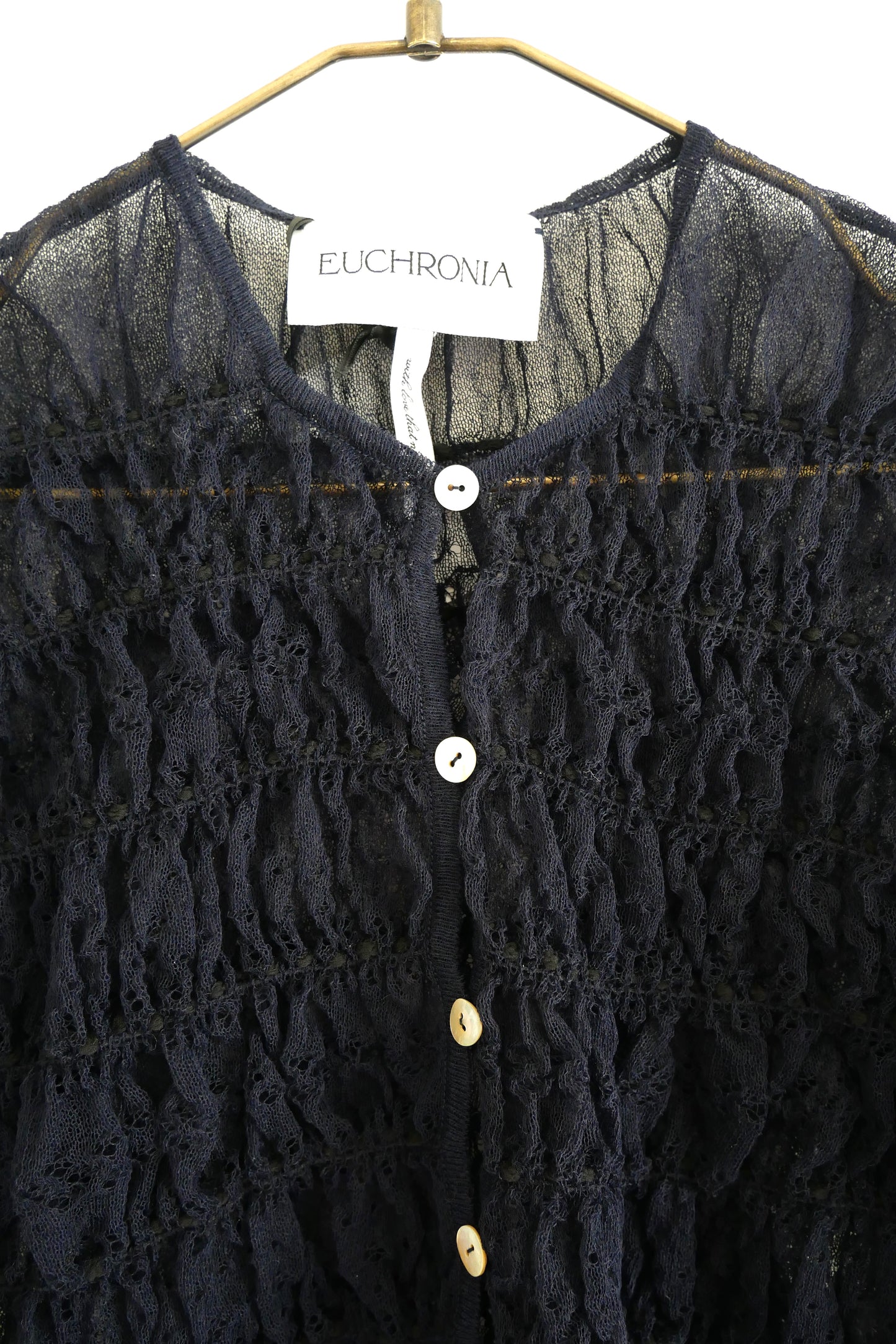shirring lace cardigan (navy)