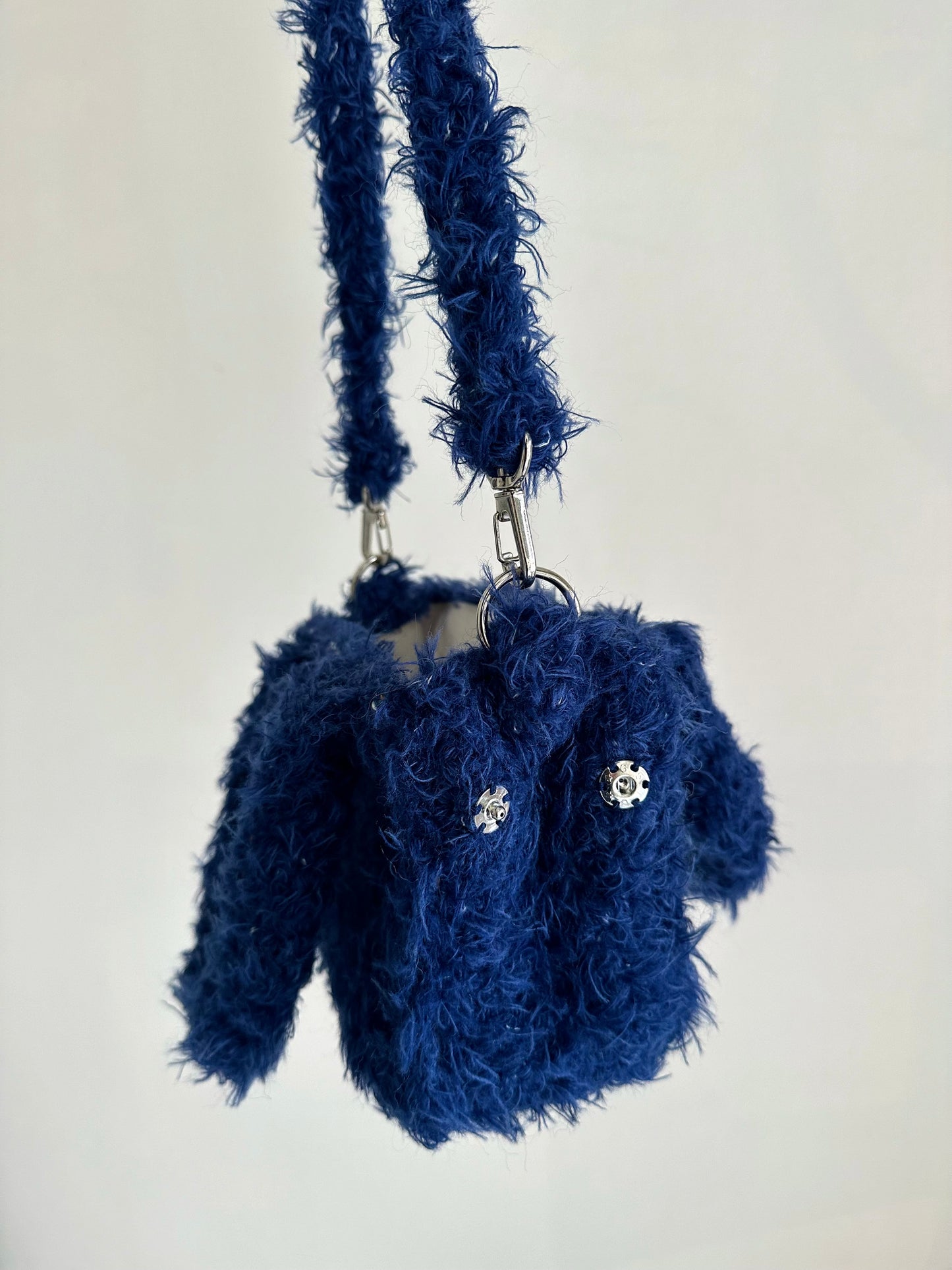 Hand Crochet Denim-ish Hand Bag / Indigo Blue