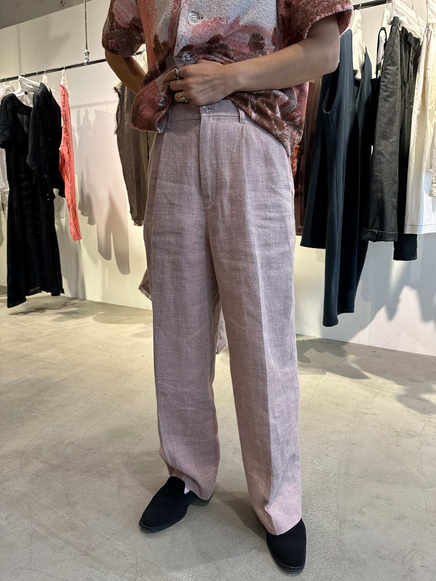 Cotton linen melange jonny pants