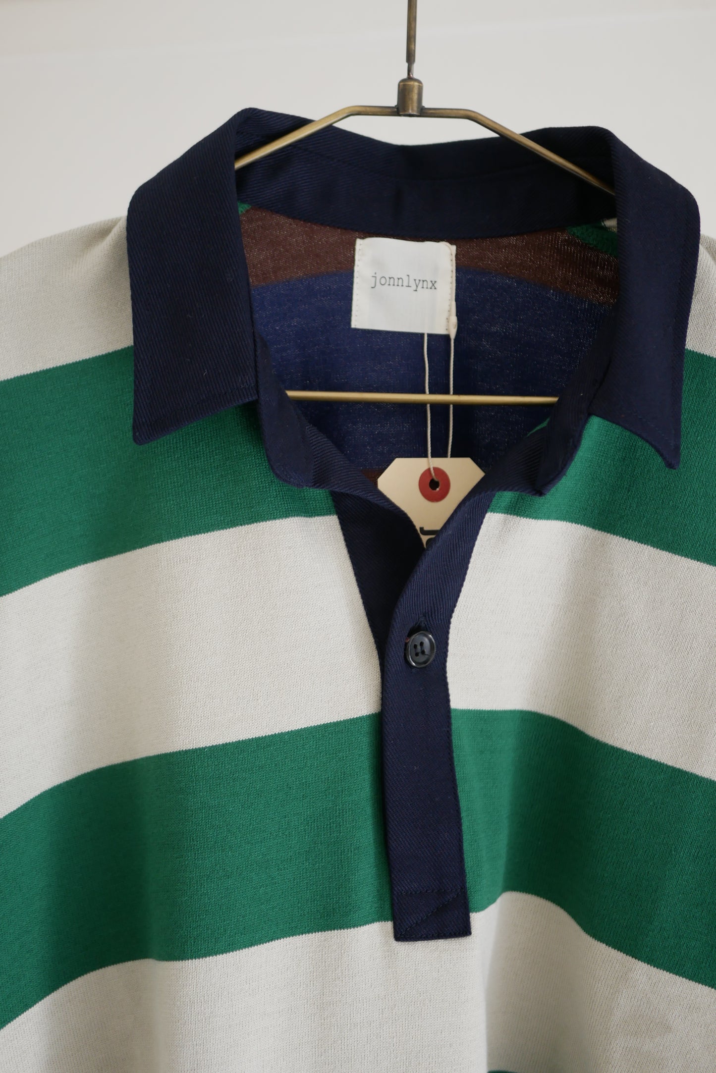 border rugger shirt (green x gray mix)