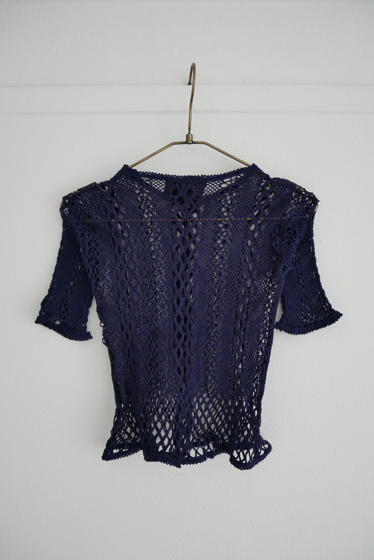 Stretch lace short sleeve tee (navy)