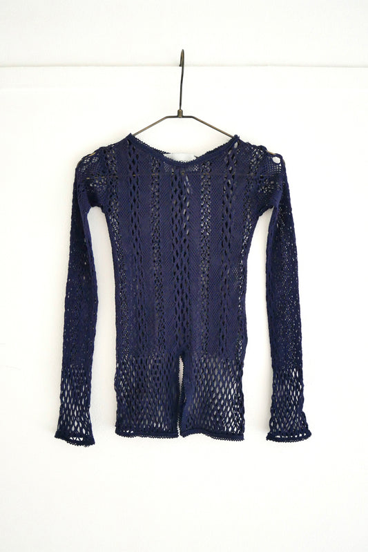 Stretch lace long sleeve (navy)