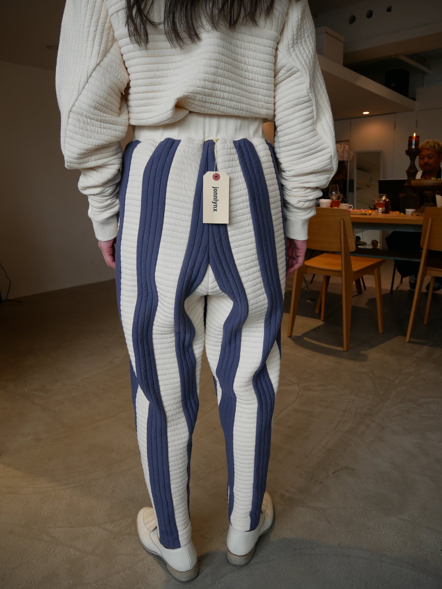 quilt border pants (ecru x gray blue)