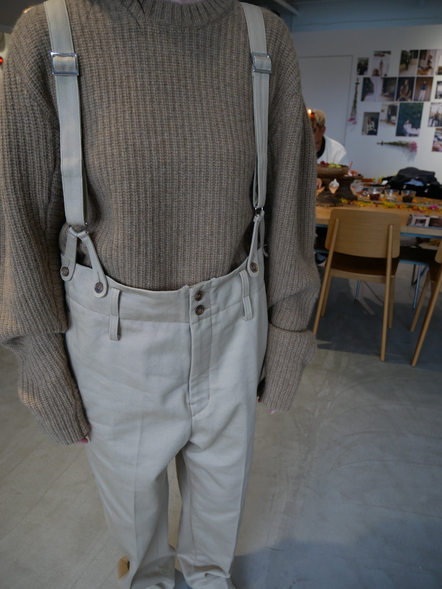 Suspenders pants (black/beige)