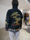 pine tree embroidery jacket (black/beige)