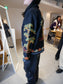 pine tree embroidery jacket (black/beige)