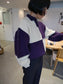 british yarn pullover (white x pink/white x purple)