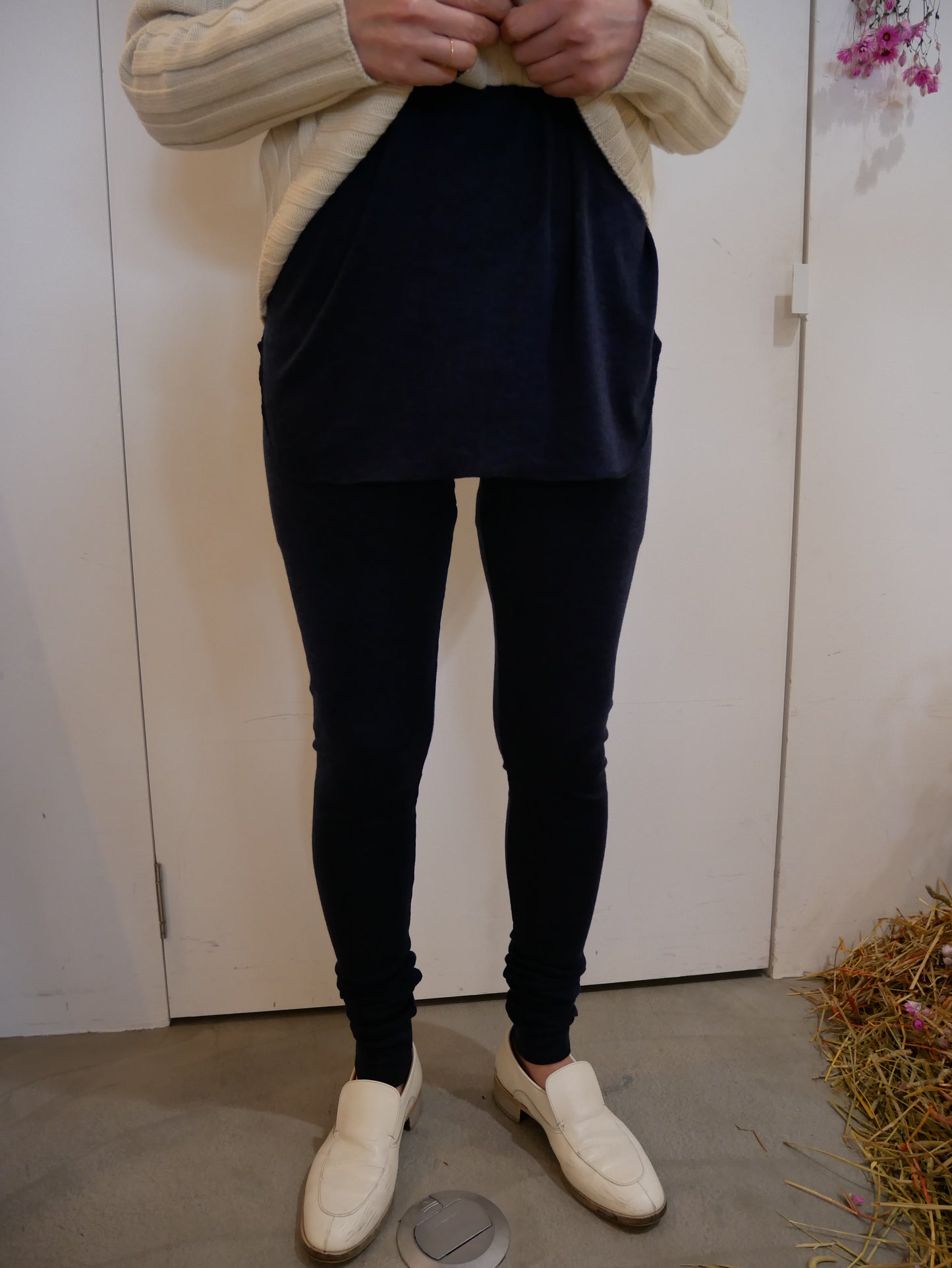 wool rib pants (white/navy/brown)