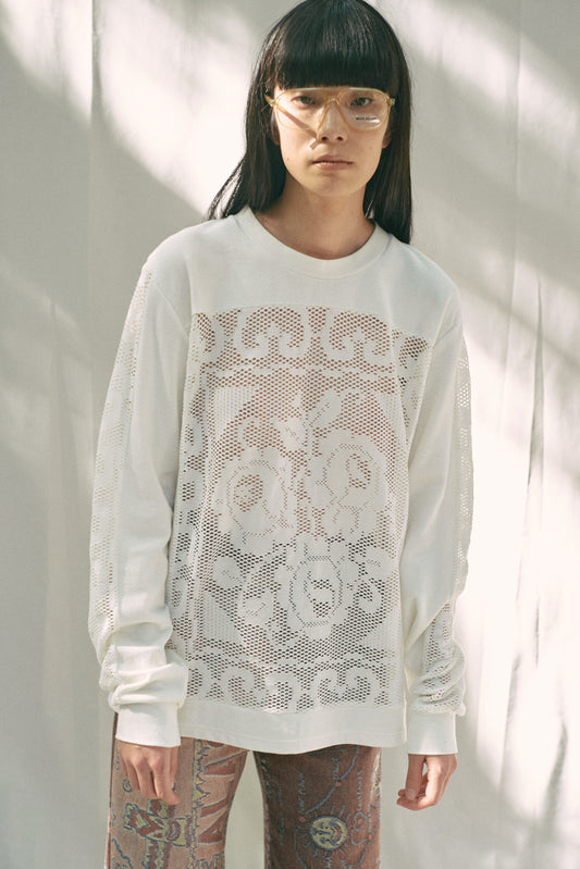 mesh flower tee (white)
