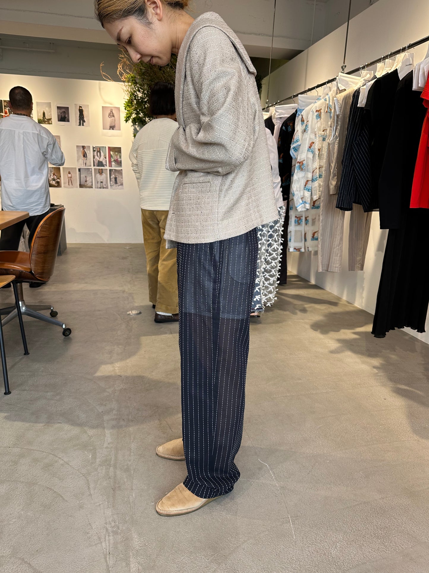 stripe voile pants