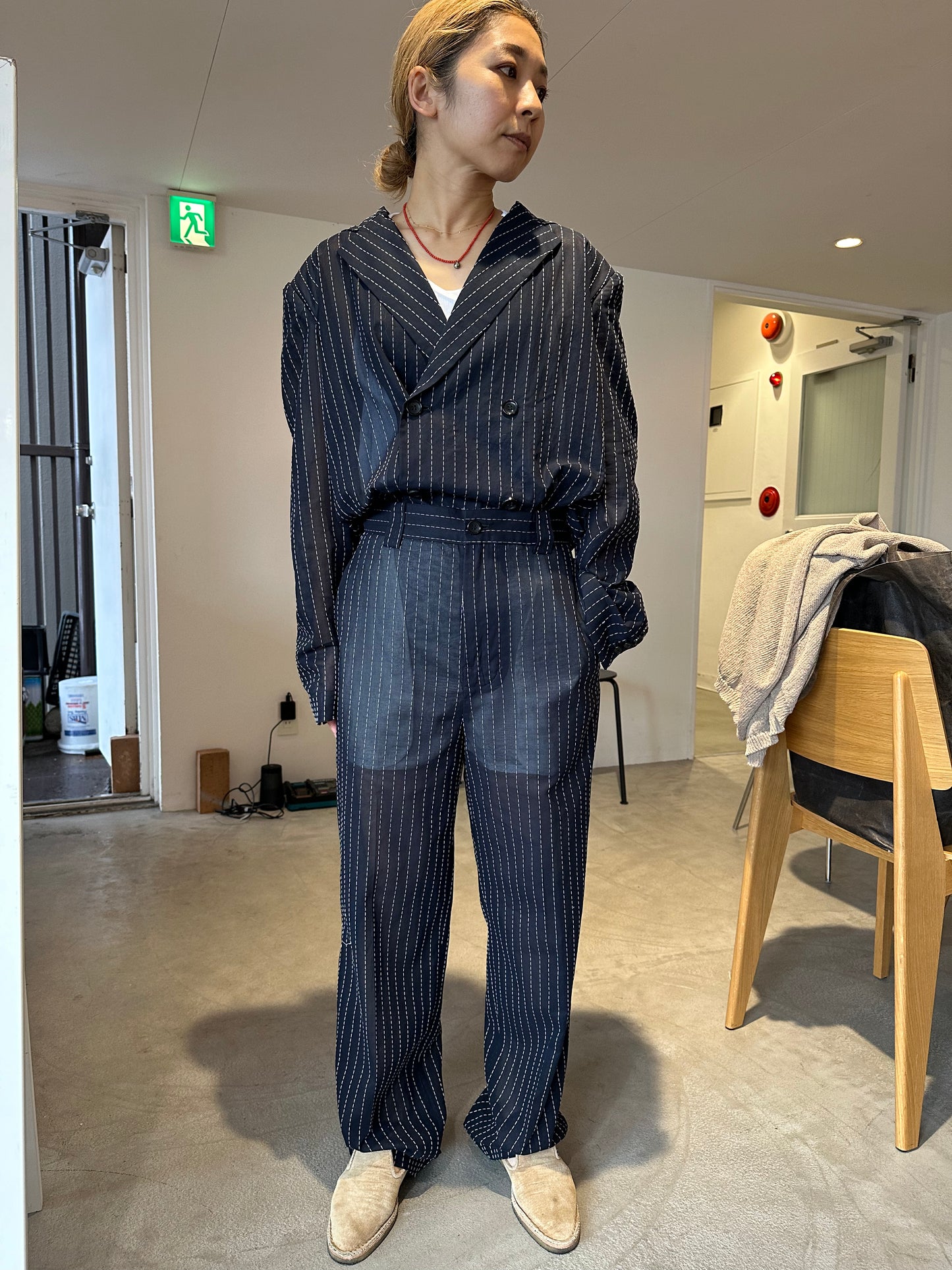 stripe voile jacket