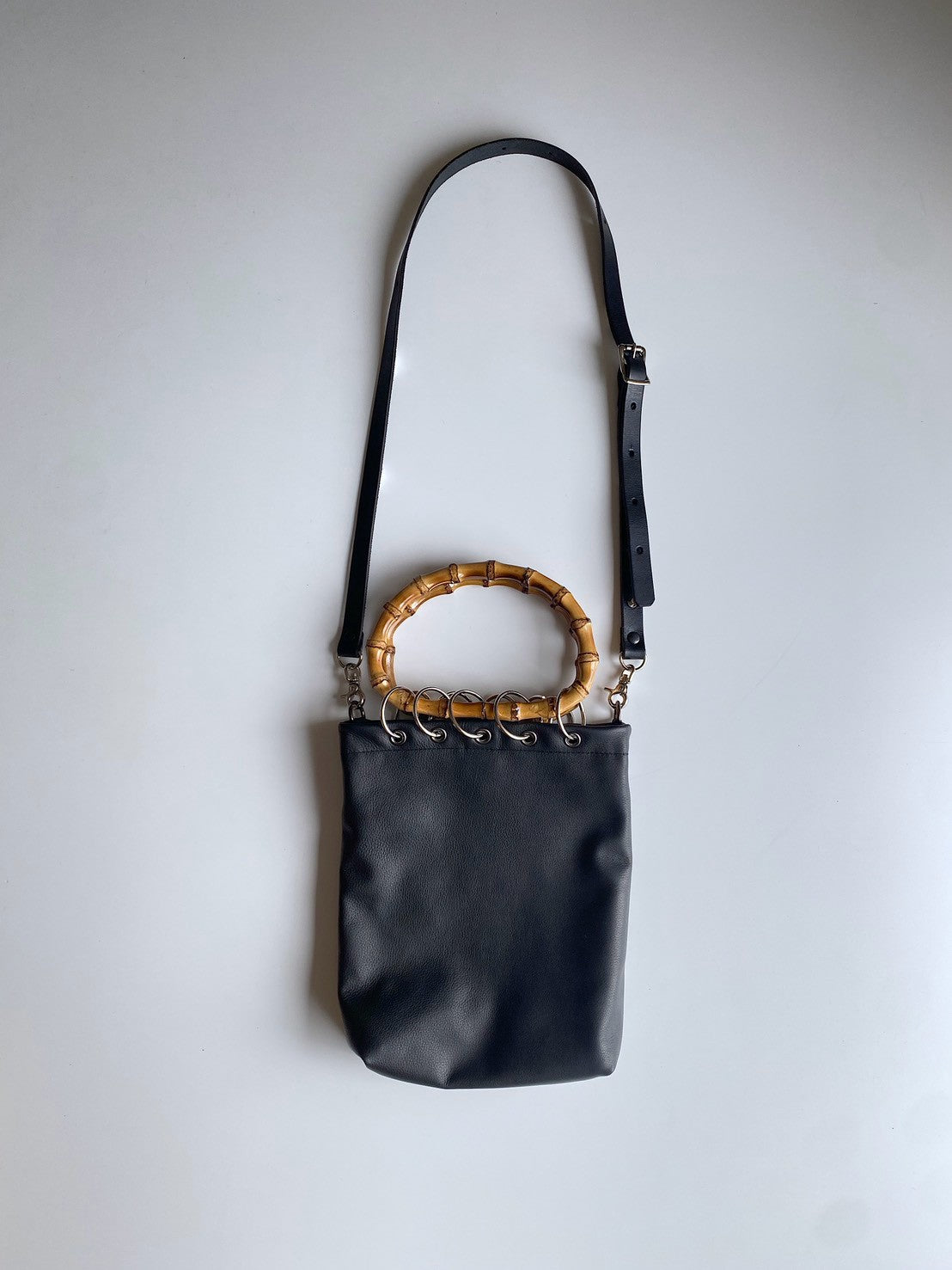 Bamboo Leather Bag (Smooth Black)