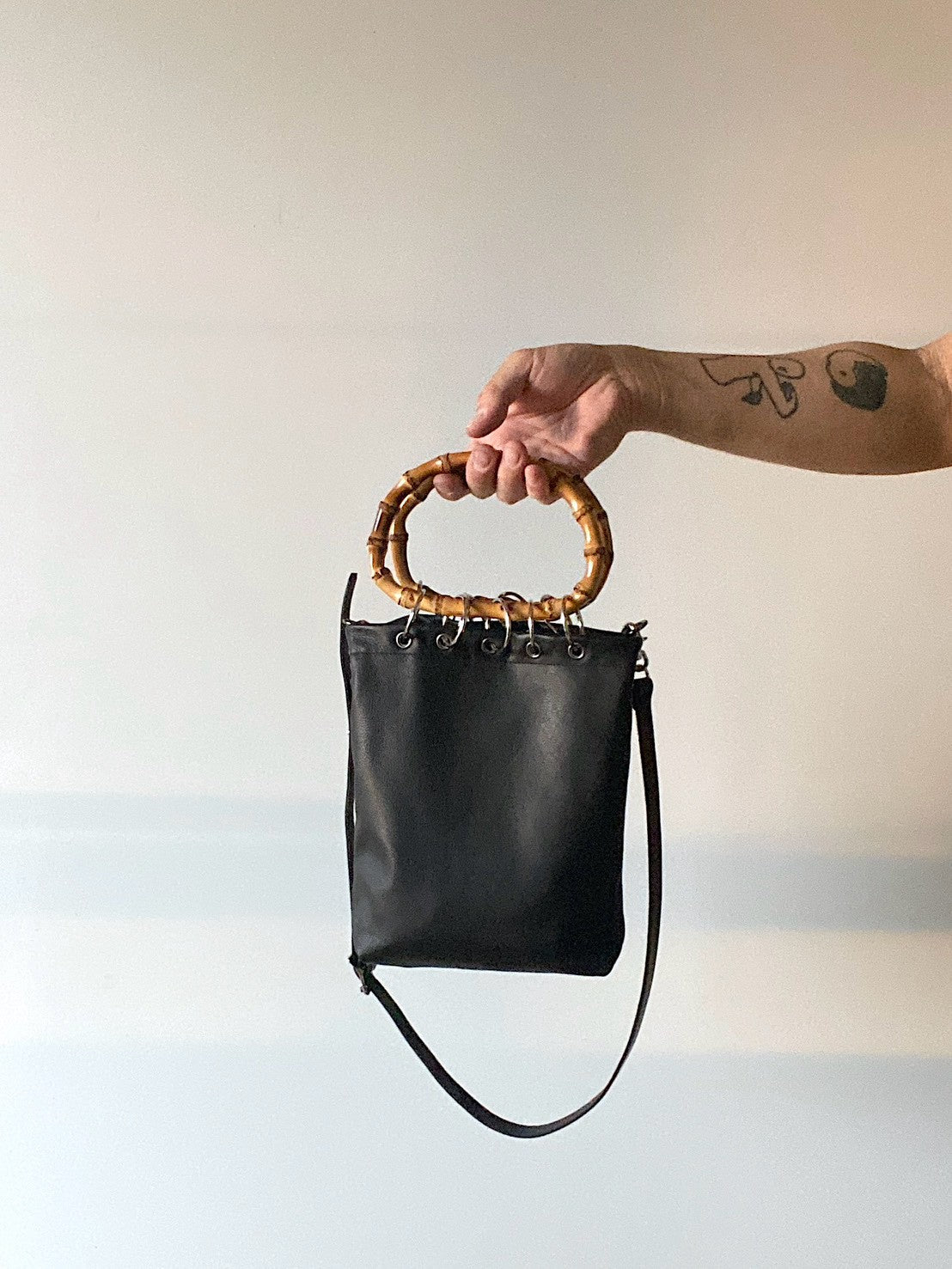 Bamboo Leather Bag (Smooth Black)