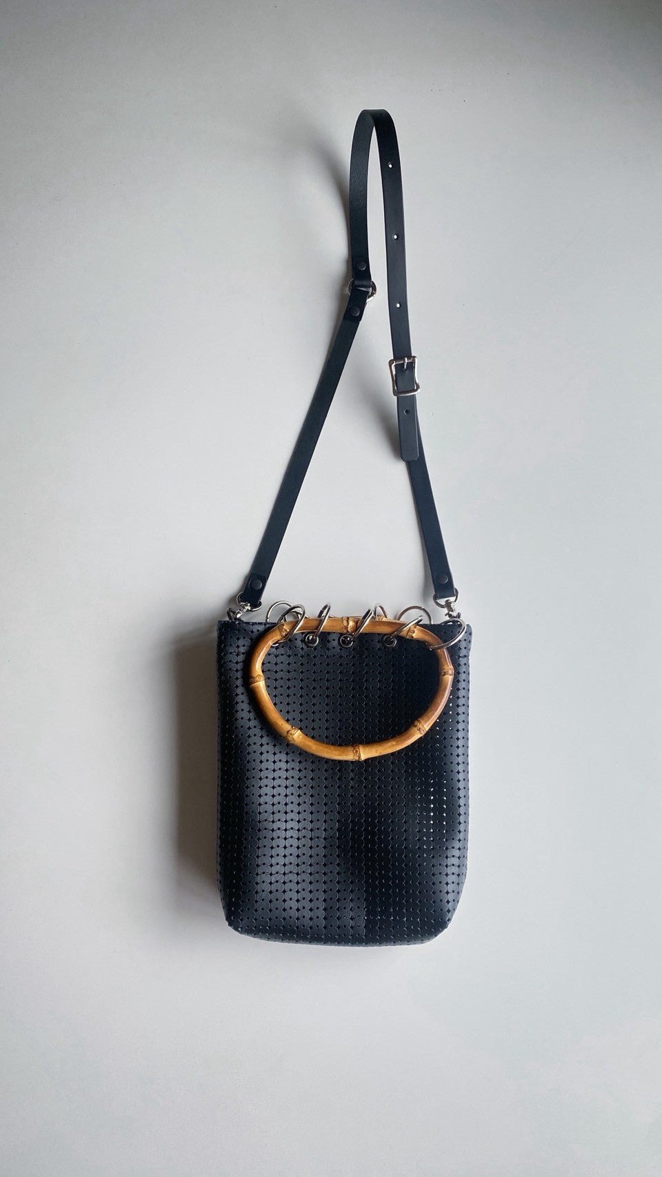 Bamboo Leather Bag (Perforated Black)