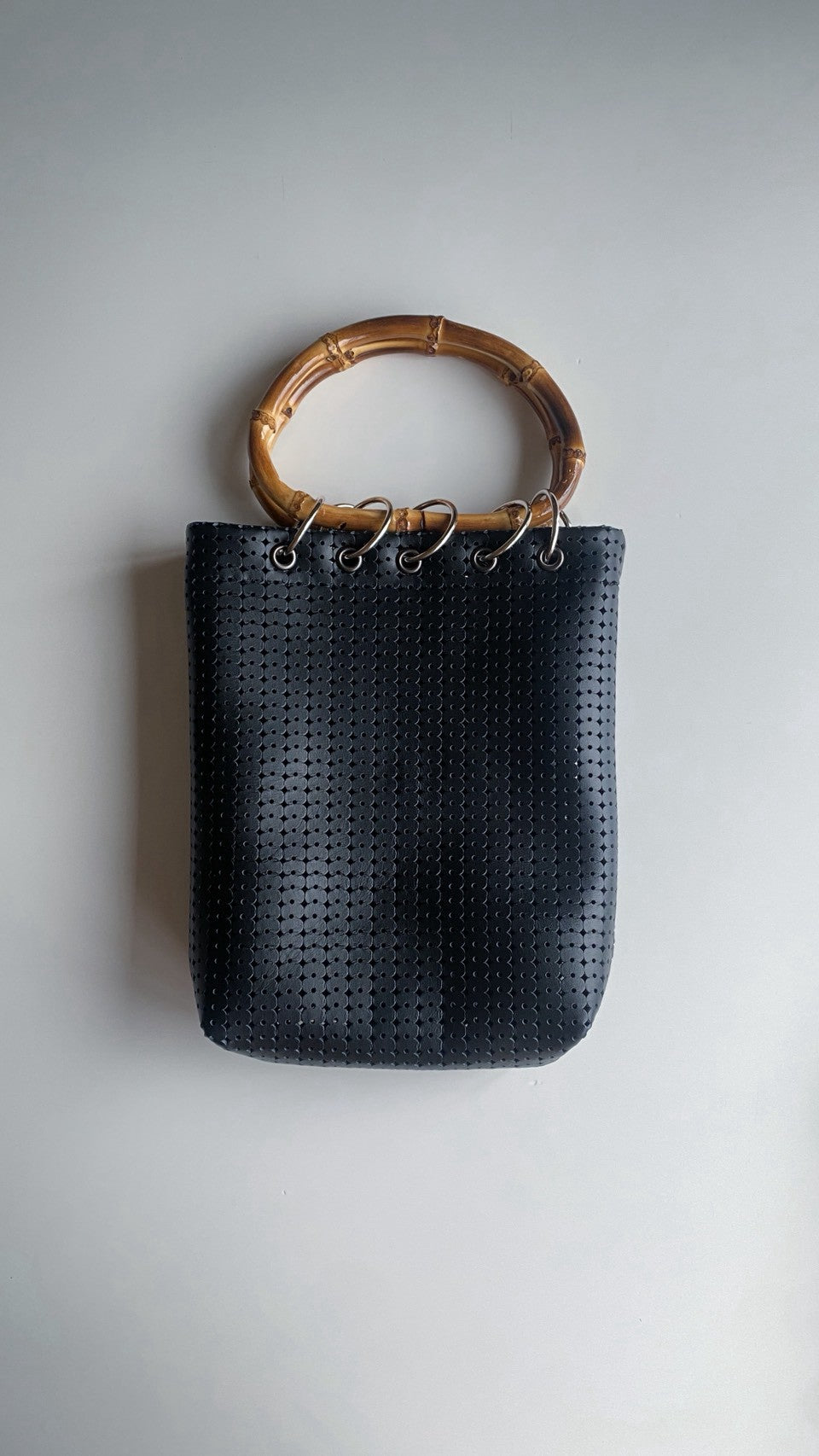 Bamboo Leather Bag (Perforated Black)