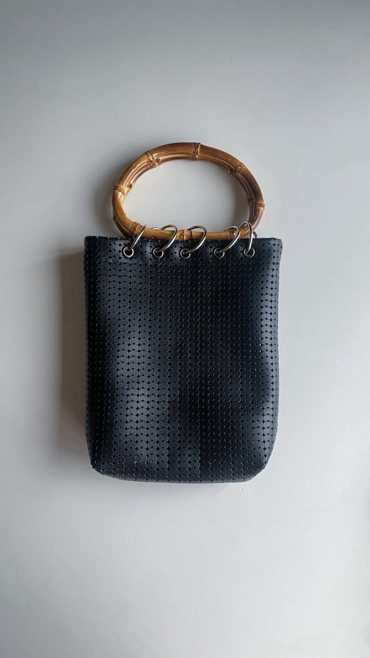 Bamboo Leather Bag (Perforated Black)