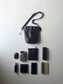 Safety Pin Leather Drawstring Bag (Black)