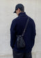 Safety Pin Leather Drawstring Bag (Black)