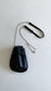 Safety Pin Leather Drawstring Bag (Black)