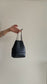 Leather drawstring pouch (Perforated Black)