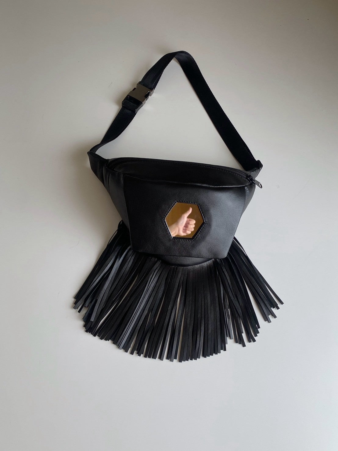 Mirror Fringe Bum Bag (Black)