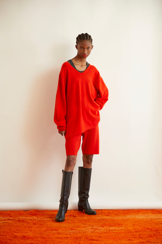 12GG V Neck Pullover / Orange　