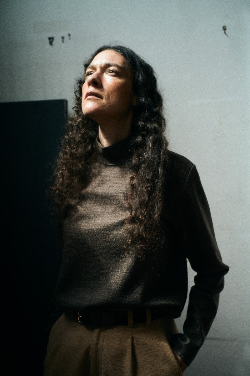 herringbone highneck pullover