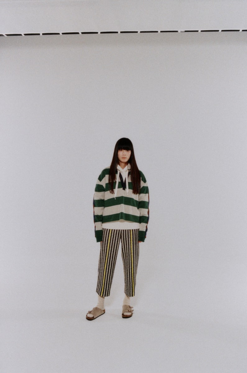 border rugger shirt (green x gray mix)