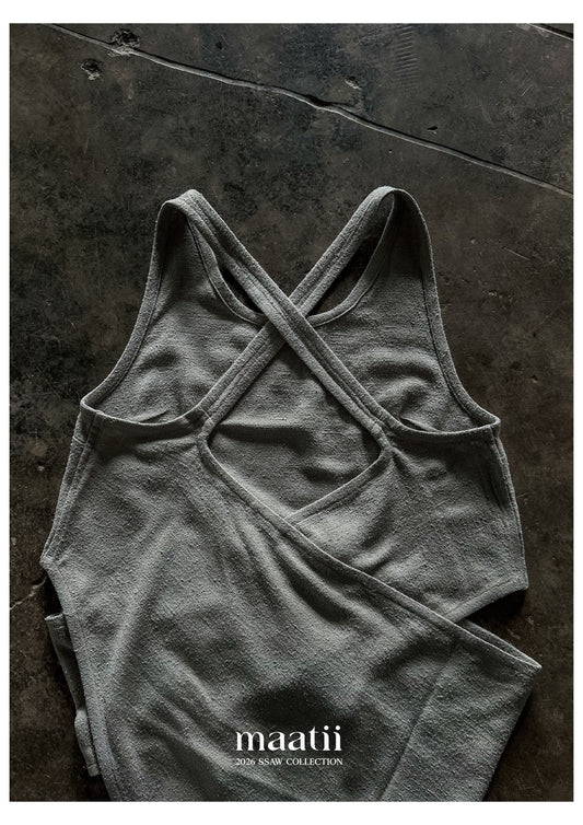 Matka Silk Noil Back Cross Tank Top Blouse