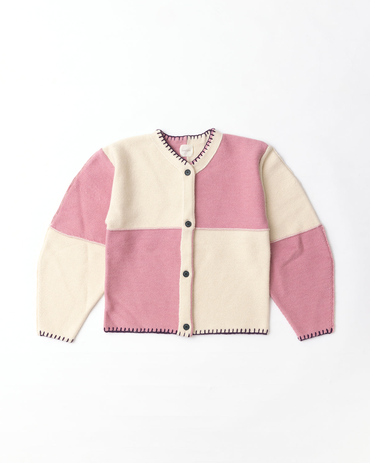 british yarn cardigan (white x pink)