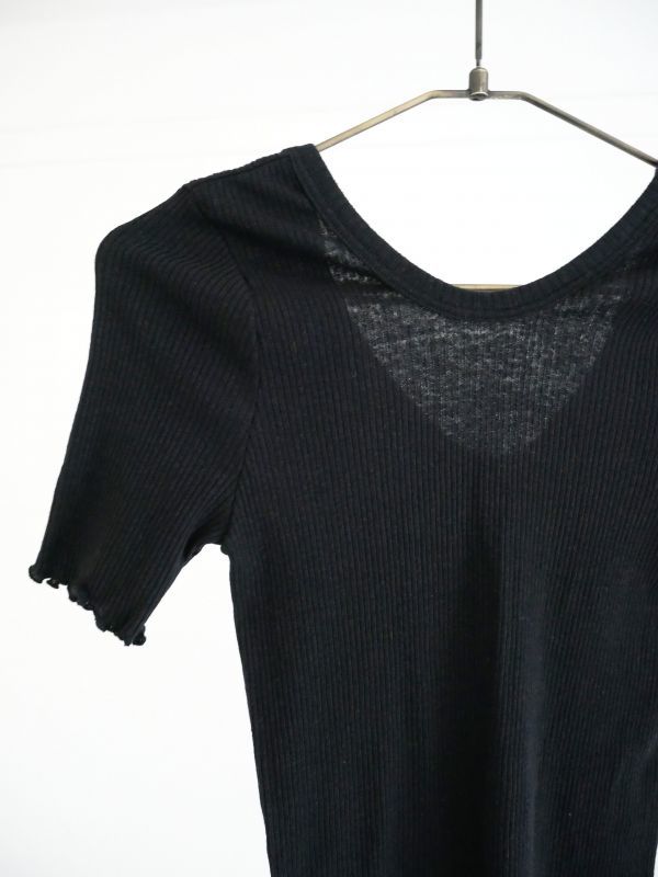 Cotton Linen Half Sleeve Top / Black