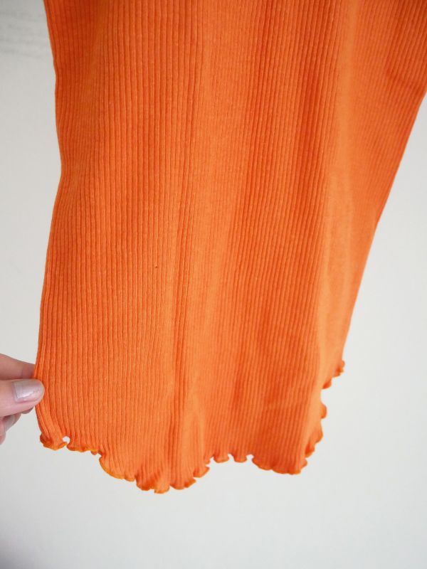 Cotton Linen Half Sleeve Top / Orange