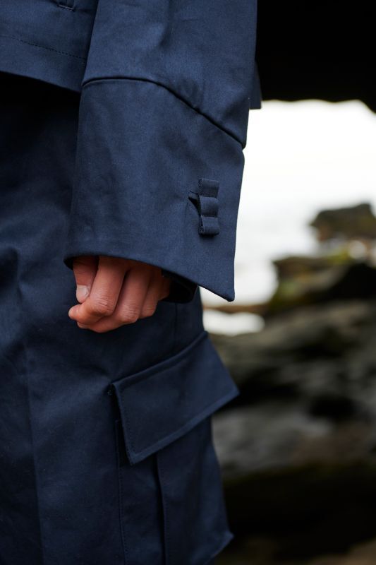 Self Fabric Button Jacket / Navy