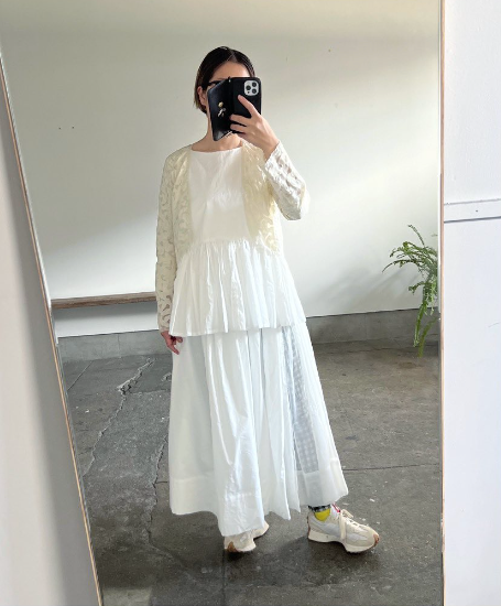 Cotton Organdy Skirt / White