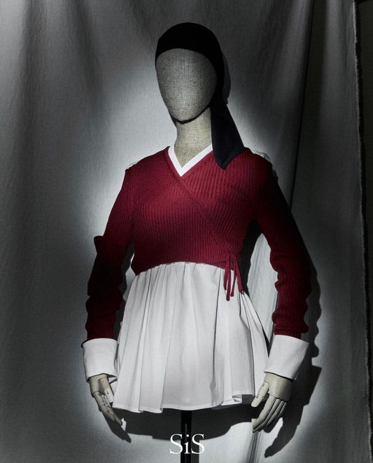 Wrap Knit Top / Red